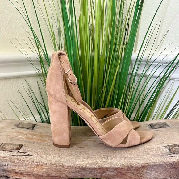 Sam Edelman Nude Suede Heeled Sandals - Picture 3 of 10